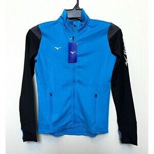 NWT Mizuno Horizon Full Zip Volleyball Jacket Thumb Holes Blue/Black Youth L
